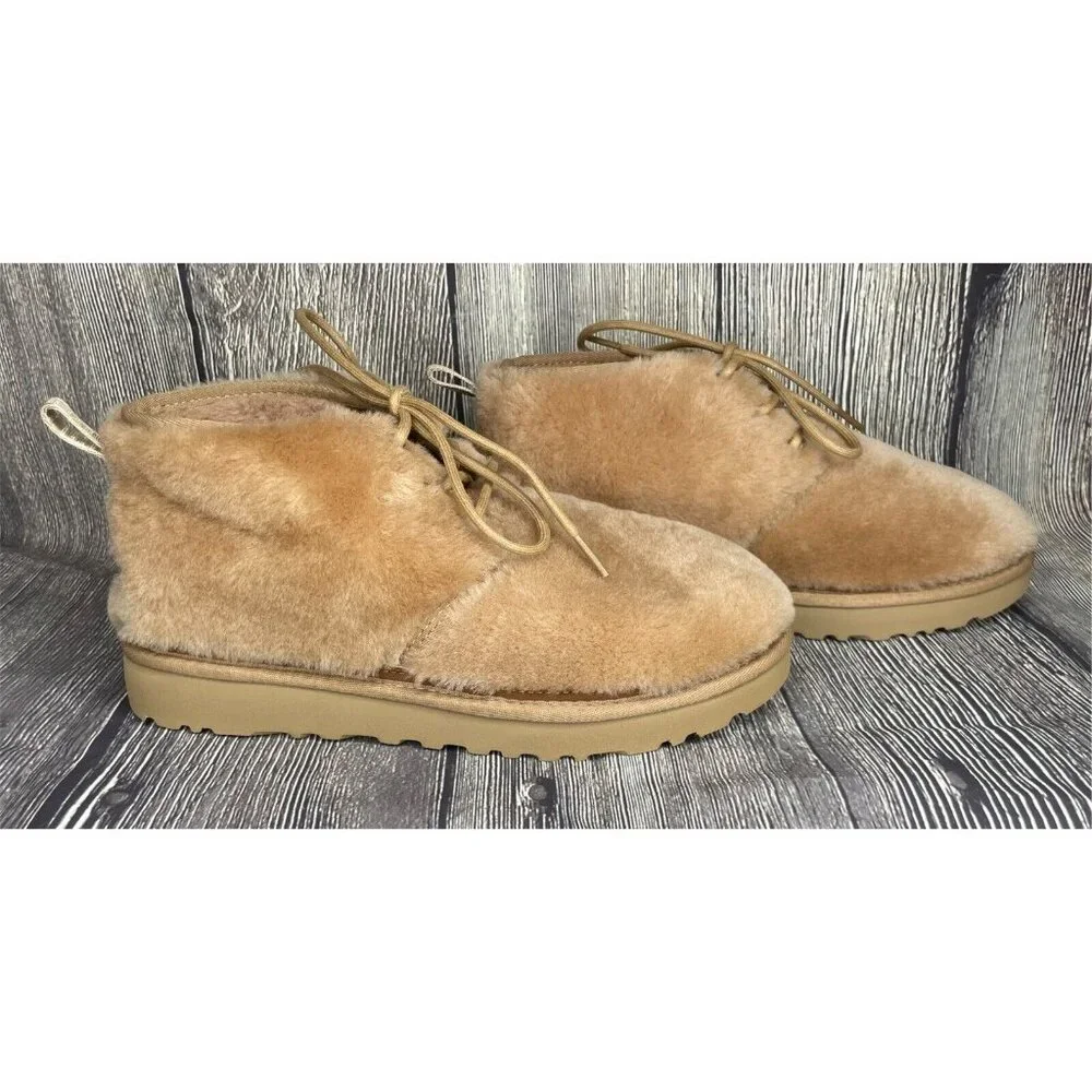 NEW UGG Neumel Cozy Sheepskin Ankle Chukka Boots Chestnut Brown Mens Size 9